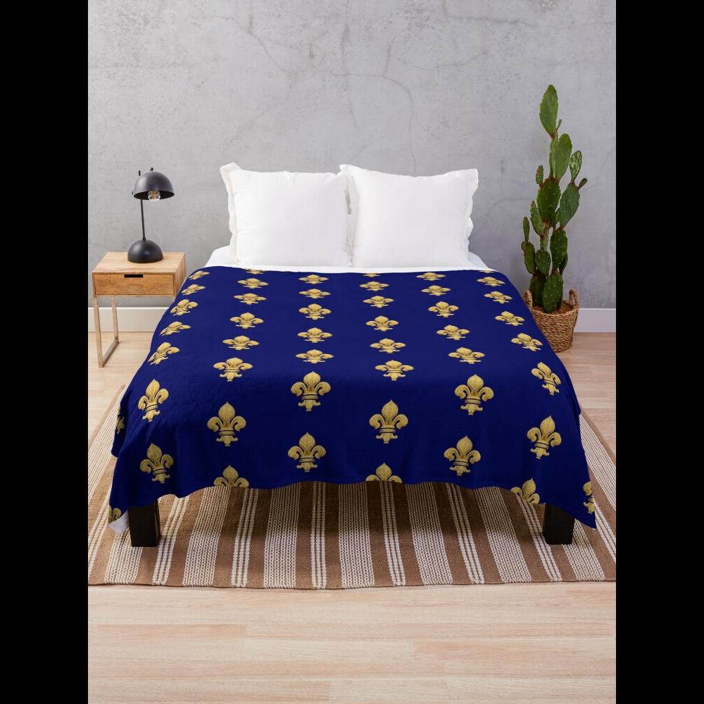 Home Textiles Throw - Royal Fleur de Lys Coperta blu