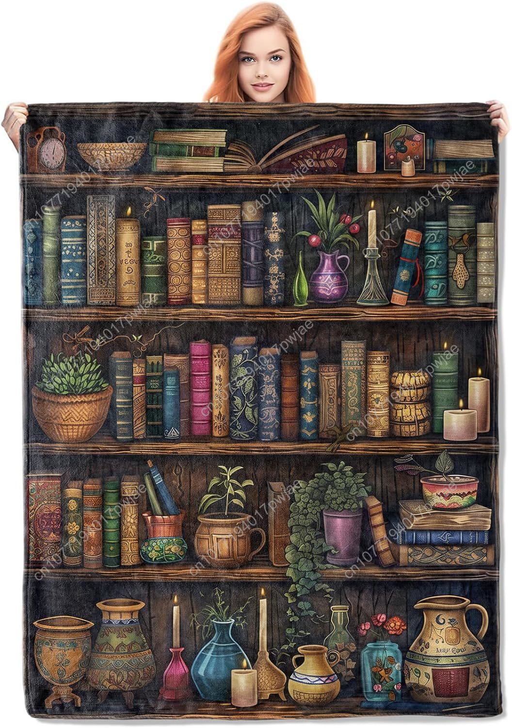 Home Textiles Throw - Coperta da scaffale vintage da lettura