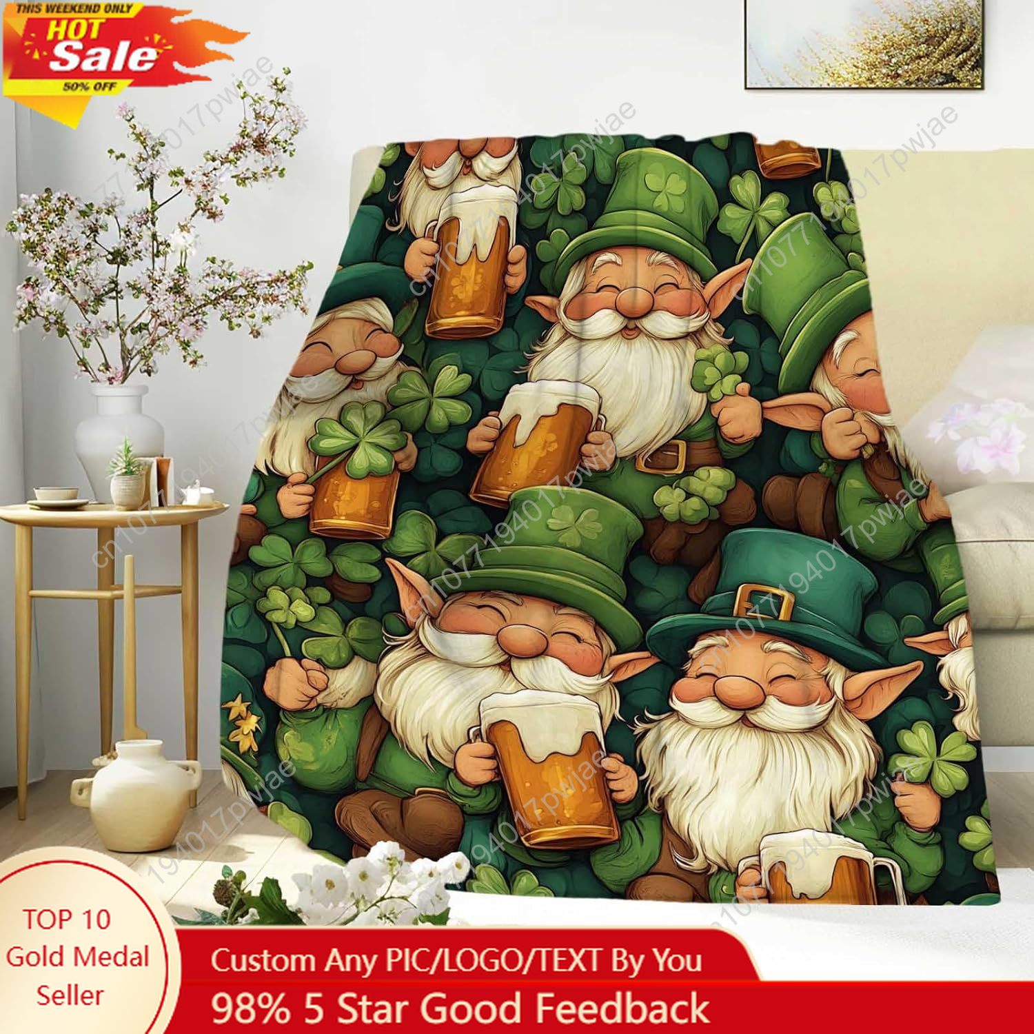 Home Textiles Throw - Coperta da tiro con gnomo per